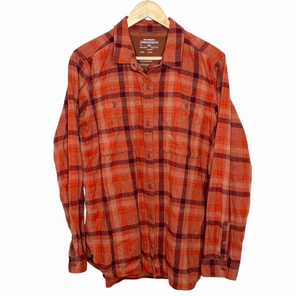 REI Co-Op Plaid Flannel Shirt Womens Size XL Button Up Outdoor Granola Earthy